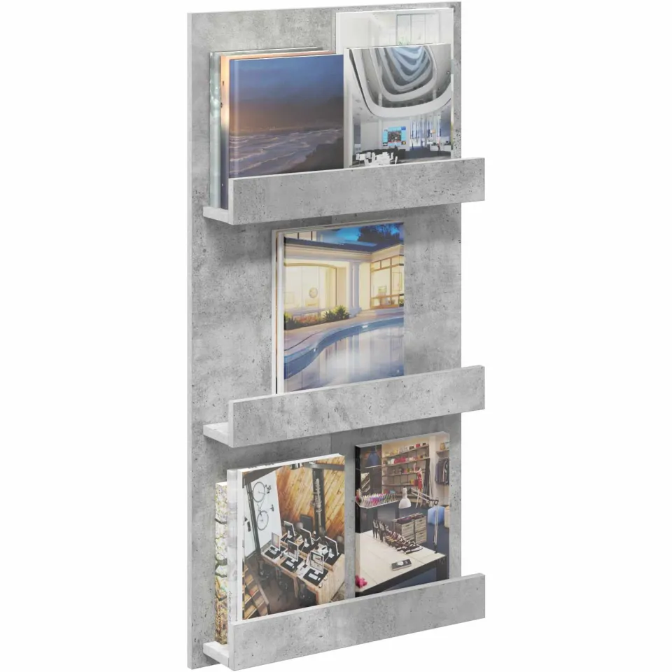 vidaXL Tijdschrift Rek Beton Grijs 51 x 11 x 102 cm Bewerkt hout