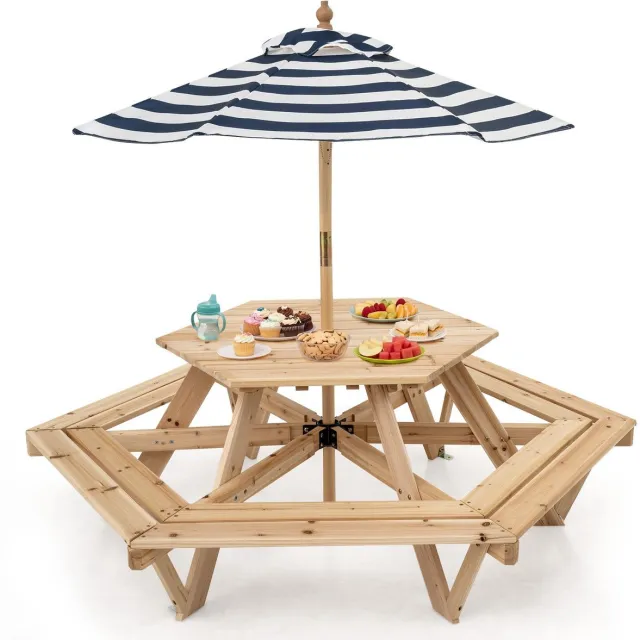 GranMaison Picknicktafel - Kinderen - Tuintafel - Multifunctionele Picknick tafel - Speeltafel - Geschikt voor Buiten - Natuurlijk