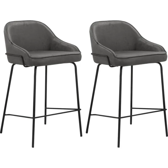 Notio Living Oline-Barkruk - Set van 2 - Antraciet Stof Grijs