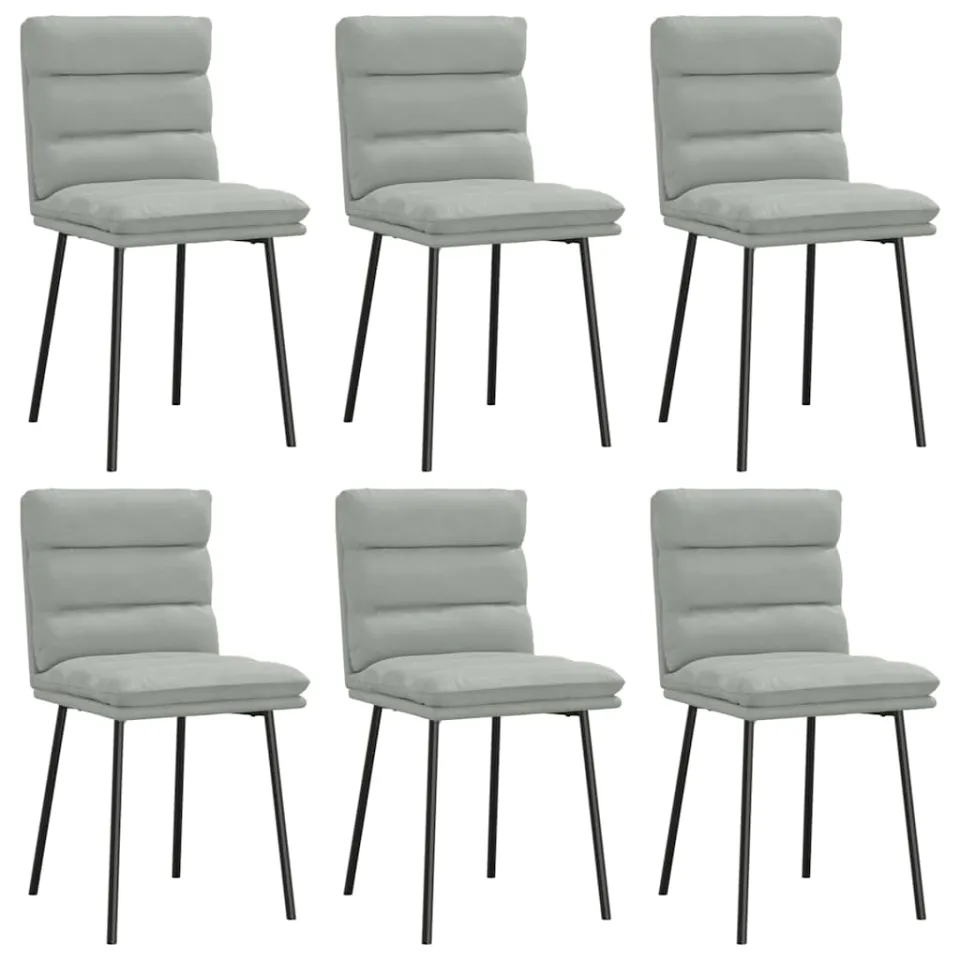 vidaXL Eetkamerstoelen 6 st fluweel lichtgrijs grijs, foto 3