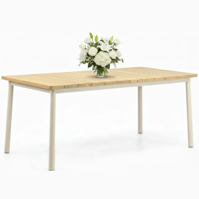 Apple Bee Milou Dining Tuintafel 180 x 90 cm | Teakhouten Blad | Oyster Aluminium