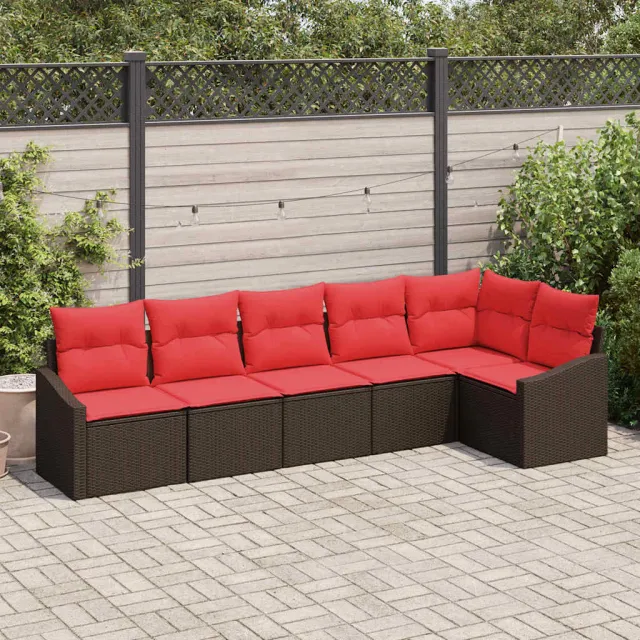 vidaXL Bankstel 6 st Bruin poly rattan, foto 2