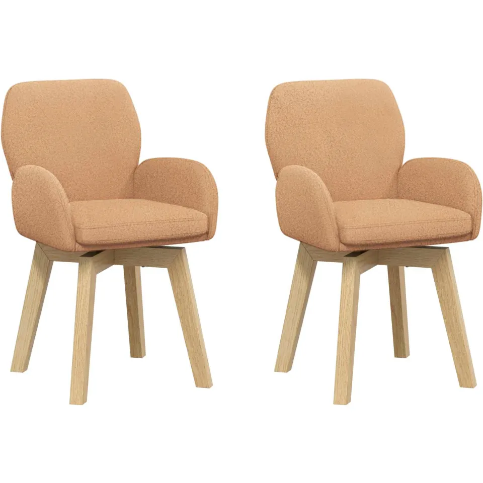 vidaXL Draai Eetstoelen 2 st Bouclé Beige 54 x 58 x 87 cm, foto 3