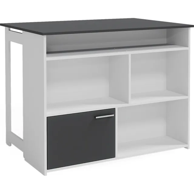 Vicco Dominic Bartafel – 116 x 37 cm 4x open vakken en 1x deur Antraciet/wit