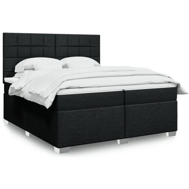 vidaXL Boxspring met matras stof zwart 200x200 cm