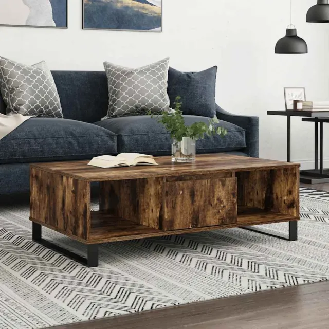 vidaXL Salontafel 104x60x35 cm bewerkt hout gerookt eikenkleurig, foto 2
