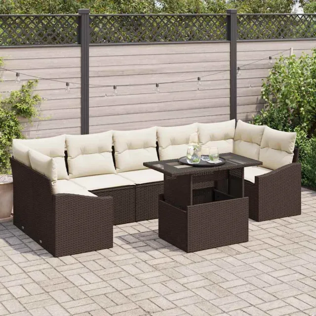 vidaXL Tuin Sofa Set 8 st Bruin poly rattan, foto 2