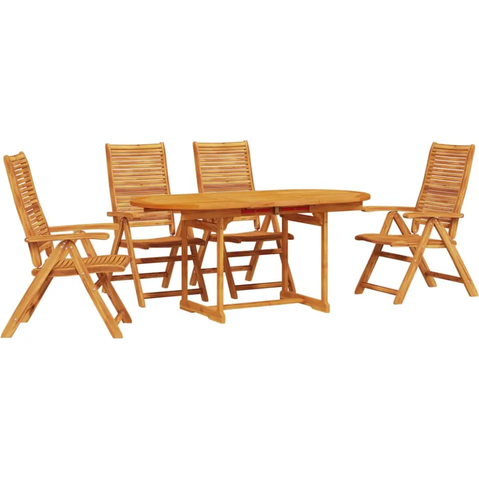 vidaXL Tuin eettafelset 5 st Bruin Massief Acaciahout