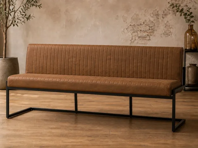 The Seats Eetkamerbank Belgie - 185 cm - Micro Leder - Cognac