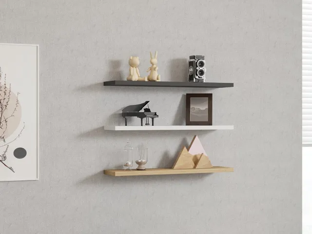 Skye Decor , Wandplank, Boss - Multicolor, Gemelamineerde spaanplaat, Saffier & Antraciet, 60 x 14,5 x 1,8 cm