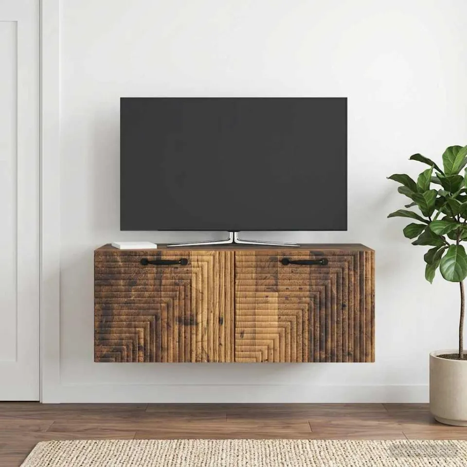 vidaXL Wandbeugel TV-kast Oud hout 78,5 x 31 x 30 cm Bewerkt hout bruin, foto 4