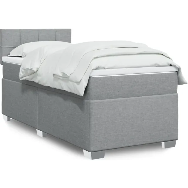 vidaXL Boxspring met matras stof lichtgrijs 80x200 cm grijs