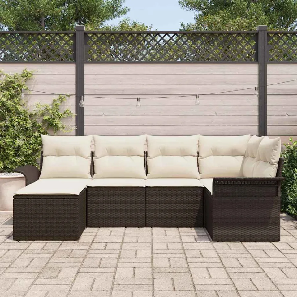 vidaXL Tuin Sofa Set 6 st Bruin poly rattan, foto 3