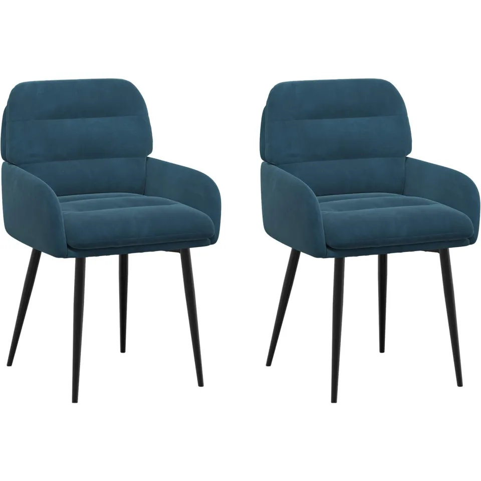 vidaXL Eettafelstoelen 2 st fluweel Blauw 59 x 59,5 x 90 cm, foto 3