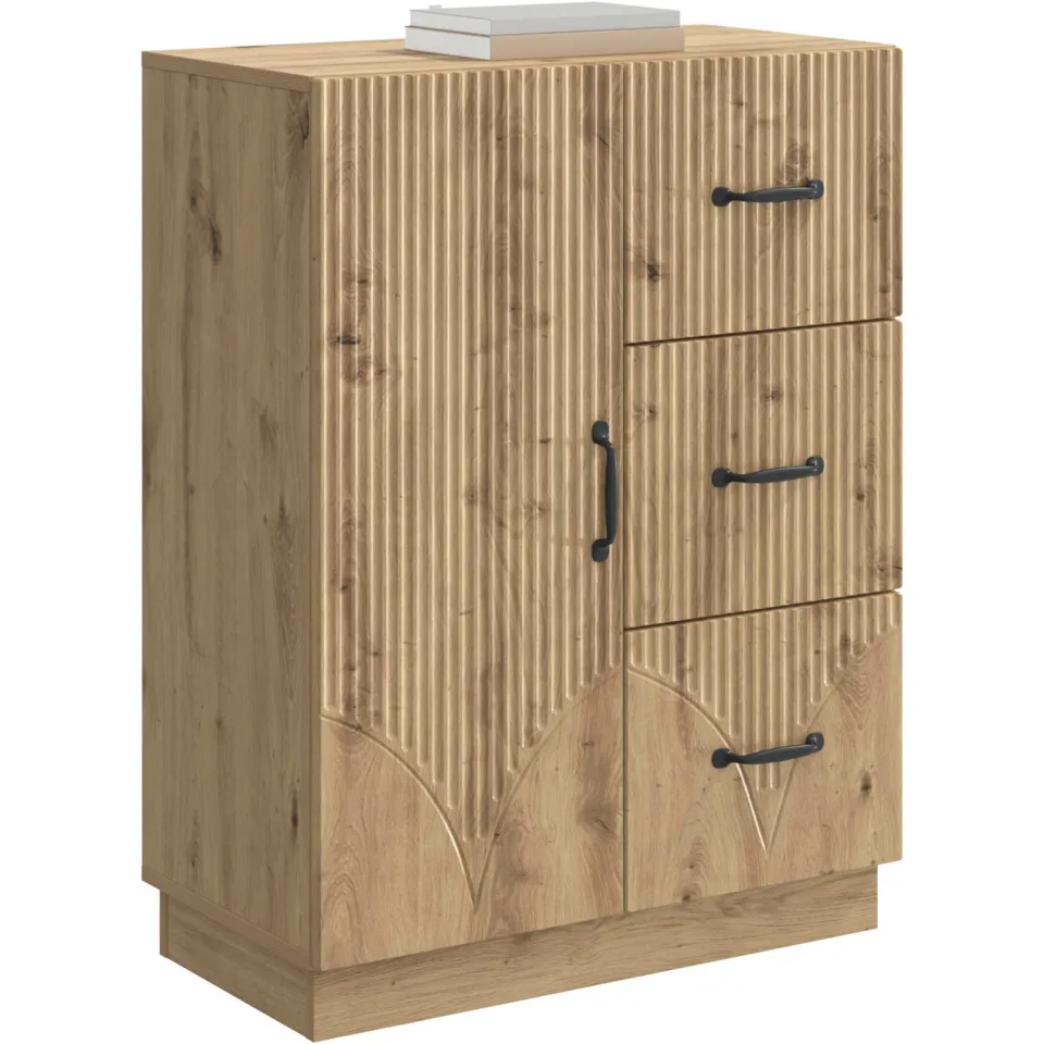 vidaXL Dressoir Artisanaal eiken 66 x 34,5 x 87 cm Bewerkt hout Bruin
