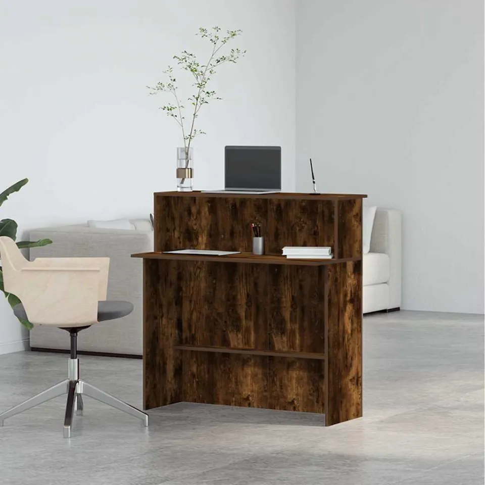 vidaXL Receptiebalie 100x40x104 cm bewerkt hout gerookt eikenkleurig, foto 4