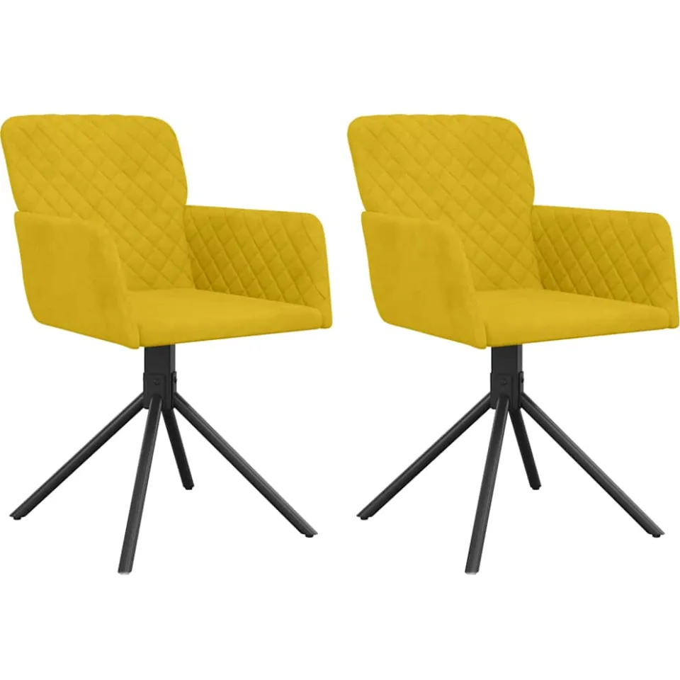 vidaXL Eetkamerstoelen draaibaar 2 st fluweel geel, foto 3