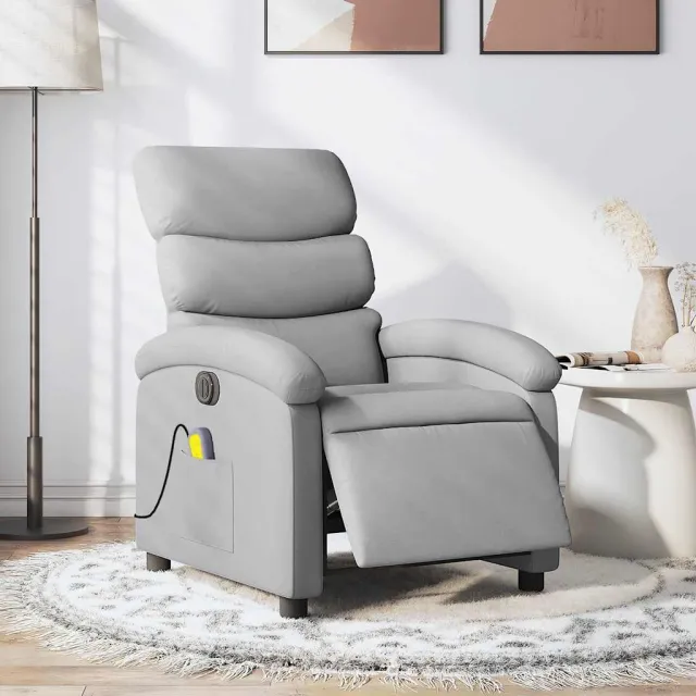 vidaXL Massagestoel elektrisch verstelbaar stof lichtgrijs