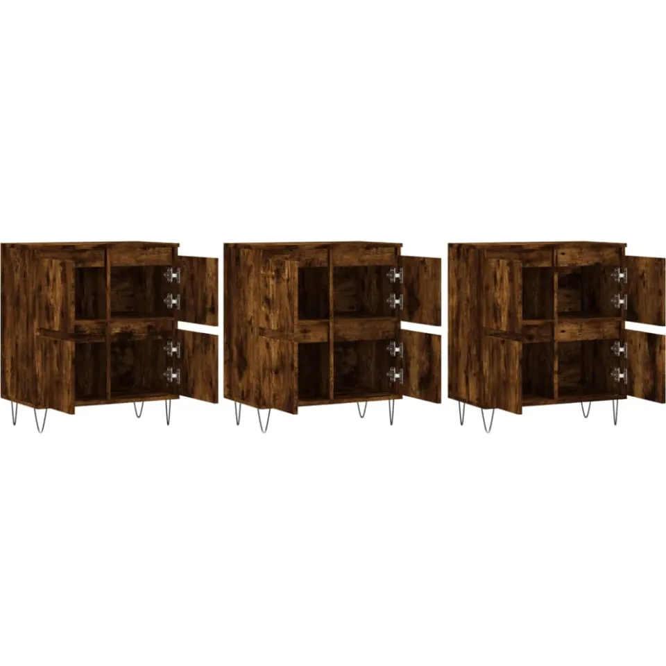 vidaXL Dressoirs 3 st bewerkt hout gerookt eikenkleurig Bruin
