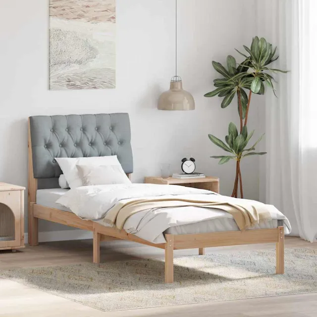 vidaXL Bedframe met Gevoerd Hoofdgedeelte Bruin 75 x 190 cm