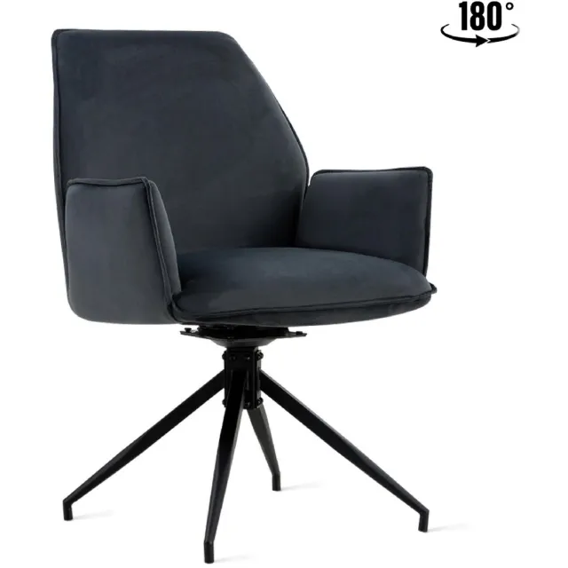 Nest of Nora Set van 2 - Nest of Nora Draaibare eetkamerstoelen kuipstoelen met armleuning Emmy - Antraciet velvet Lichtgrijs