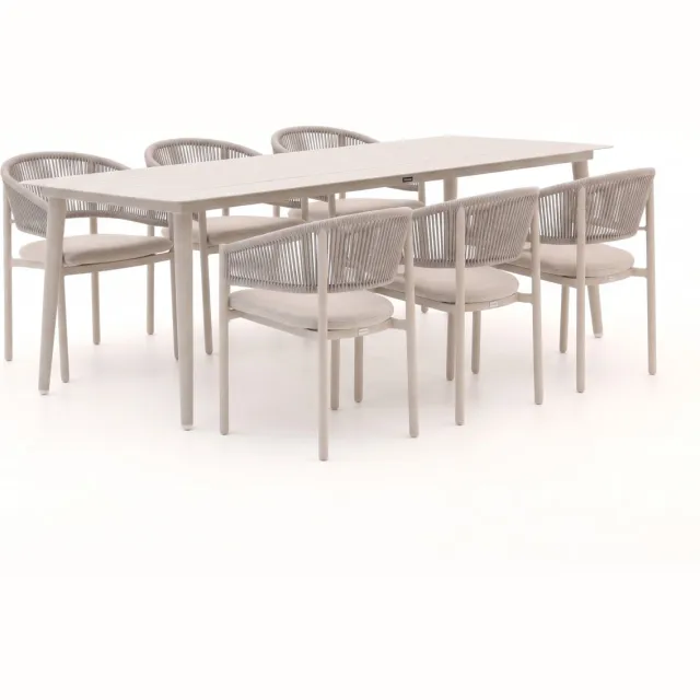 Bellagio tuinmeubelen Bellagio Panaro/Sora 160cm dining tuinset 7-delig stapelbaar Bruin