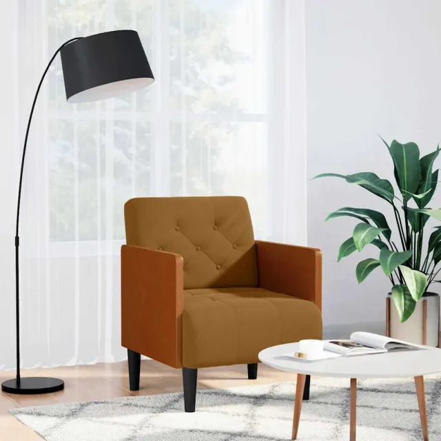 vidaXL Fauteuil met armleuningen 55 cm fluweel bruin