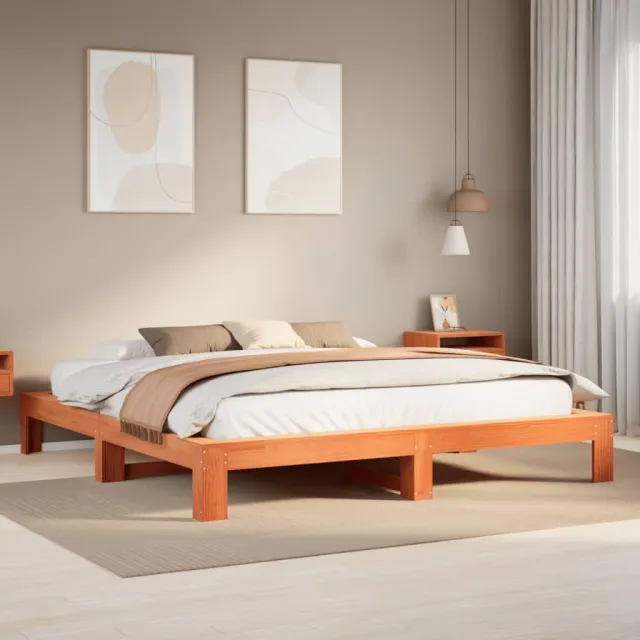 vidaXL Bedframe zonder matras massief grenenhout wasbruin 180x200 cm bruin