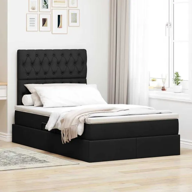 vidaXL LED Opslagbed met Matras Zwart 120 x 200 cm Stof