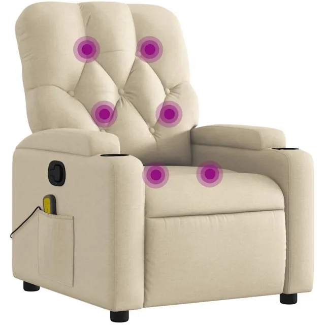 vidaXL Massagestoel - verstelbaar - stof - crèmekleurig