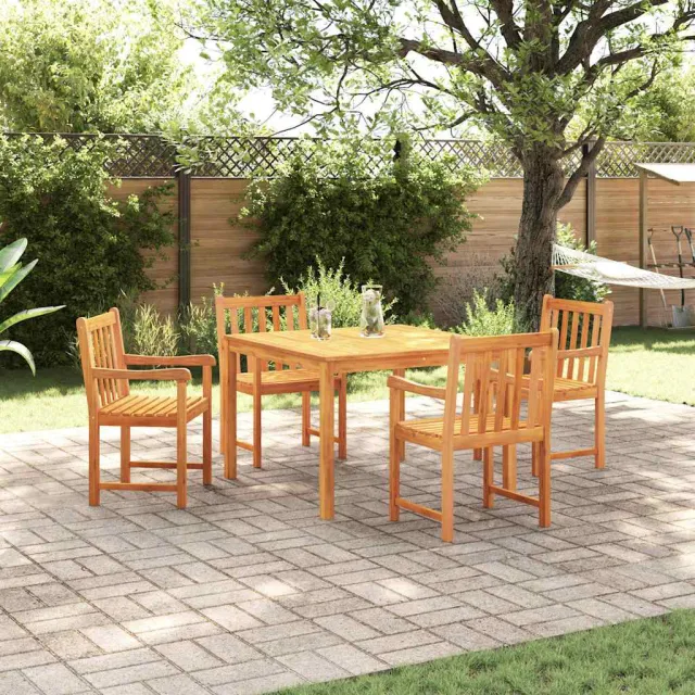 vidaXL Tuin eettafelset 5 st Bruin Massief acaciahout, foto 2