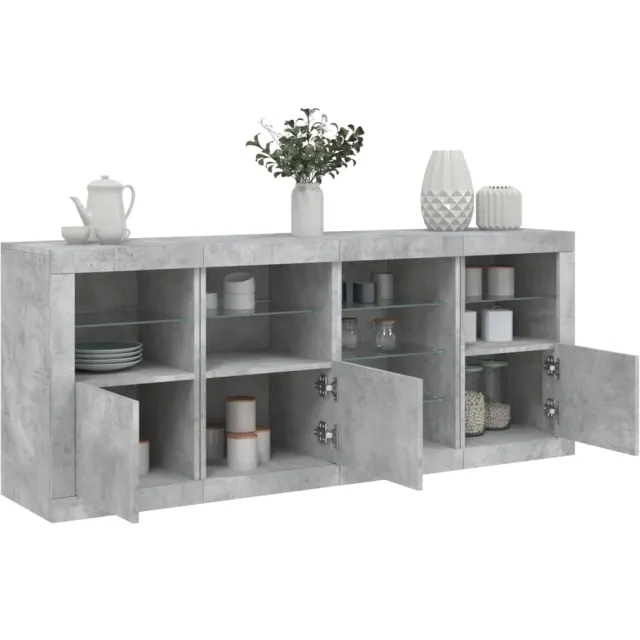 vidaXL Dressoir met LED-verlichting 164x37x67 cm betongrijs