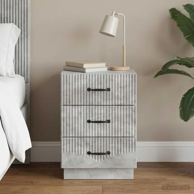 vidaXL Nachtkastje met lade Betongrijs 43 x 41 x 63,5 cm Bewerkt hout grijs, foto 2