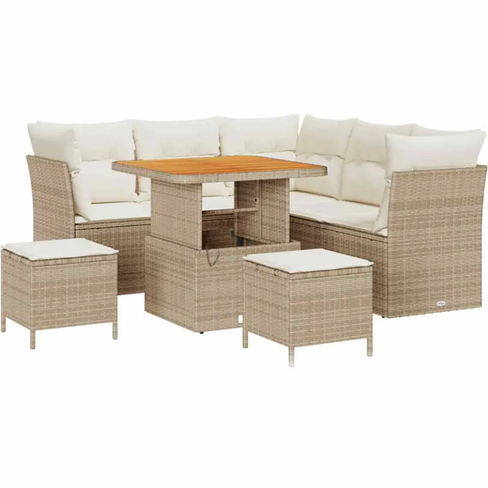 vidaXL Tuinbankenset 8 st Beige poly rattan