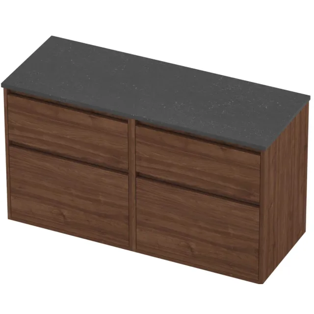 Proline Deck Badmeubelset Hardsteen Greeploos 120x46x67 cm Blue Stone Indian Walnut Houtlook
