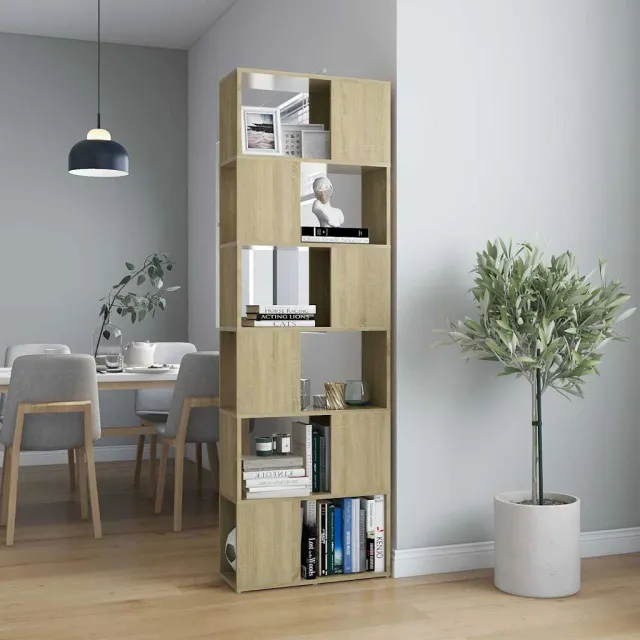 vidaXL Boekenkast/kamerscherm 60x24x186 cm bewerkt hout betongrijs
