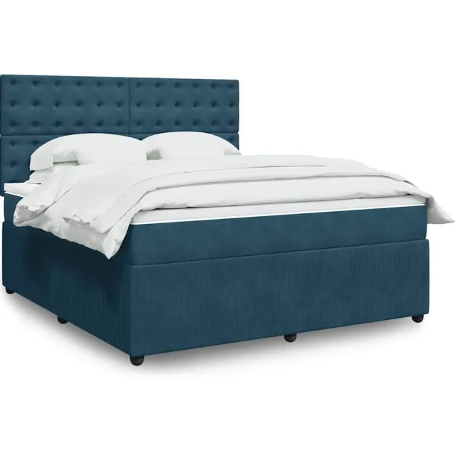 vidaXL Boxspring met matras fluweel blauw 180x200 cm
