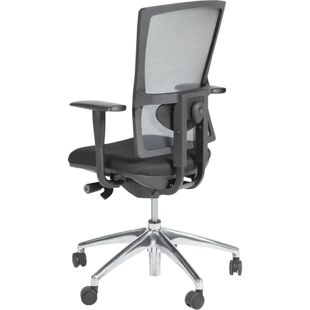 Schaffenburg serie 300 NEN ergonomische bureaustoel met aluminium voetkruis en mesh rugleuning en 5 jaar volledige garantie op alle bewegende delen Zwart