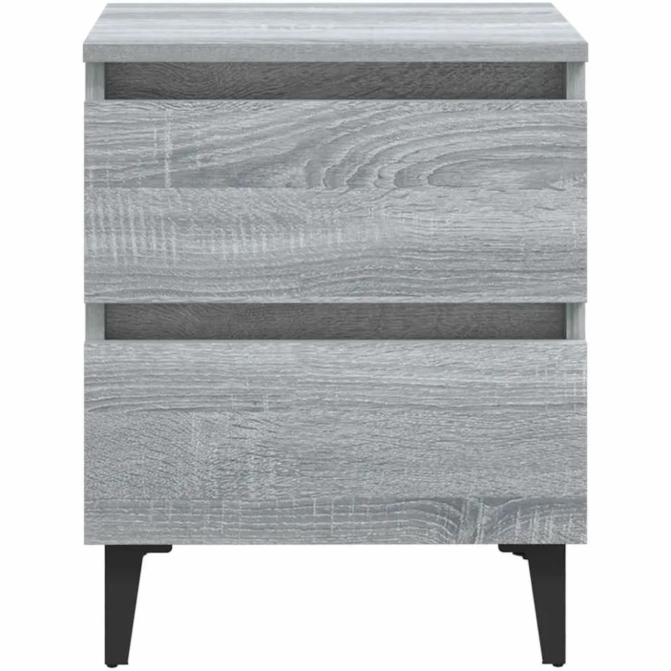 vidaXL Nachtkastjes 2 st met metalen poten 40x35x50 cm grijs sonoma, foto 3