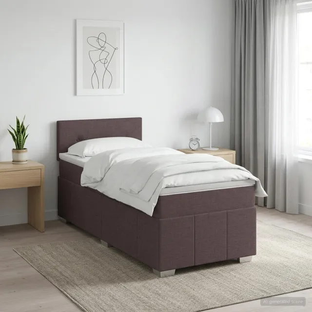 vidaXL Boxspringbed met matras Donkerbruin 100 x 200 cm Stof