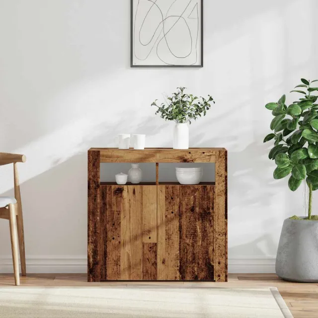vidaXL Dressoir met LED-verlichting 80x35x75 cm bewerkt hout oud hout Bruin