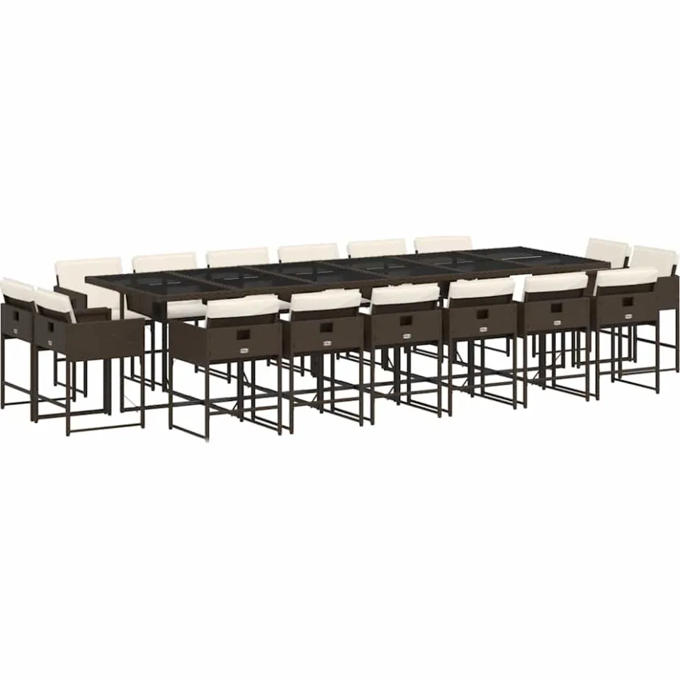 vidaXL 17-delige Tuinset met kussens poly rattan bruin, foto 4
