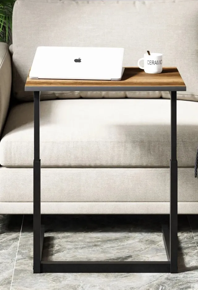 Bofigo In Hoogte Verstelbare Salontafel, Hoogte: 47-73 cm, Bijzettafel, Laptopstandaard, Studeerbureau, Computerbureau, 40x60x73 cm, Okkernoot