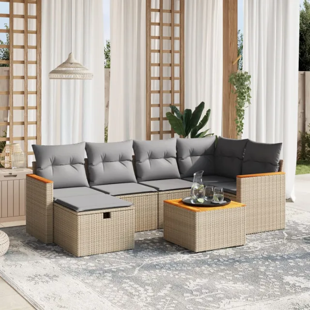 vidaXL Patio Sofa Set 6 st 6-zits Beige en Grijs, foto 2