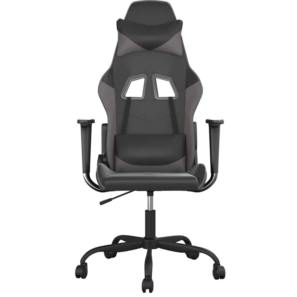 vidaXL Gamestoel kunstleer zwart en grijs