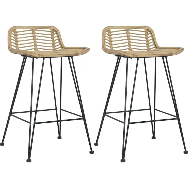 vidaXL Barstoelen 2 st natuurlijk rattan Bruin
