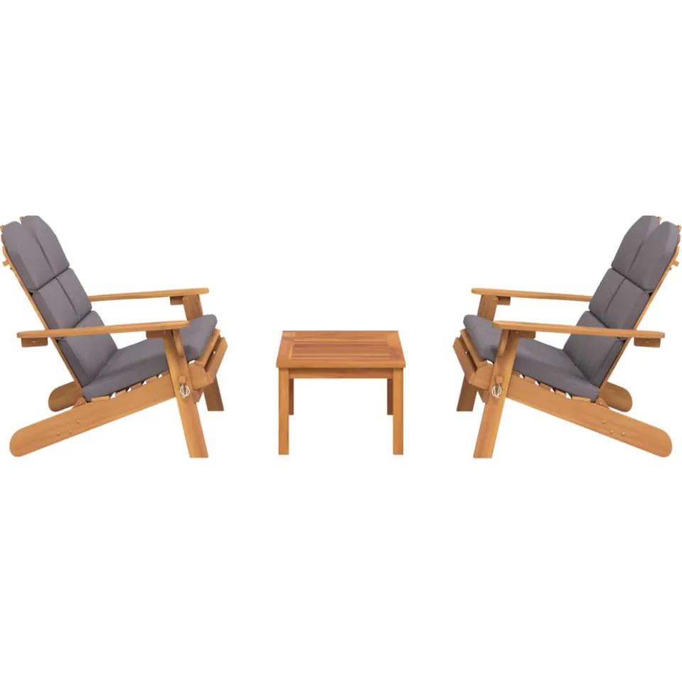 vidaXL 3-delige Loungeset Adirondack massief acaciahout Bruin
