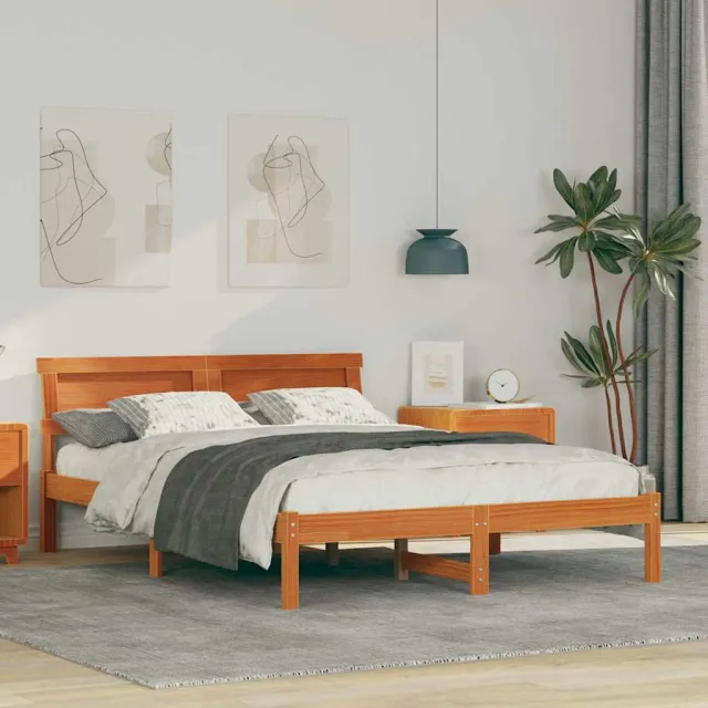 vidaXL Bedframe Wasbruin 120 x 190 cm Massief grenenhout