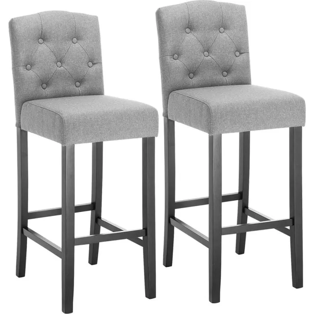 Dripio Barkruk Deluxe Max - Industrial - Lichtgrijs - Barkrukken set van 2 - Barstoel Kruk - Barstoelen met rugleuning - Keukenstoel - Stof