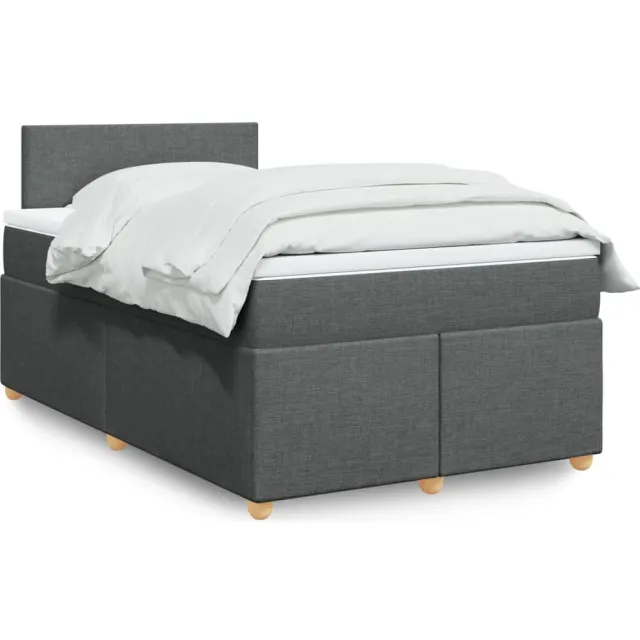 vidaXL Boxspring met matras stof donkergrijs 120x200 cm